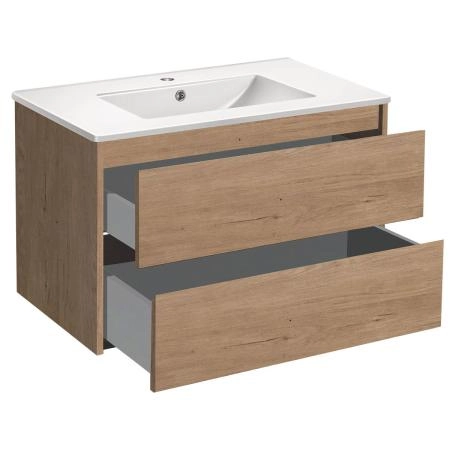Тумба под раковину Vincea Gio 800 подвесная, 2 выкатных ящика soft-close, N.Oak