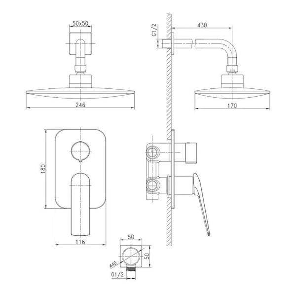 Душевая система Lemark Allegro LM5929CW для душа, встраиваемый