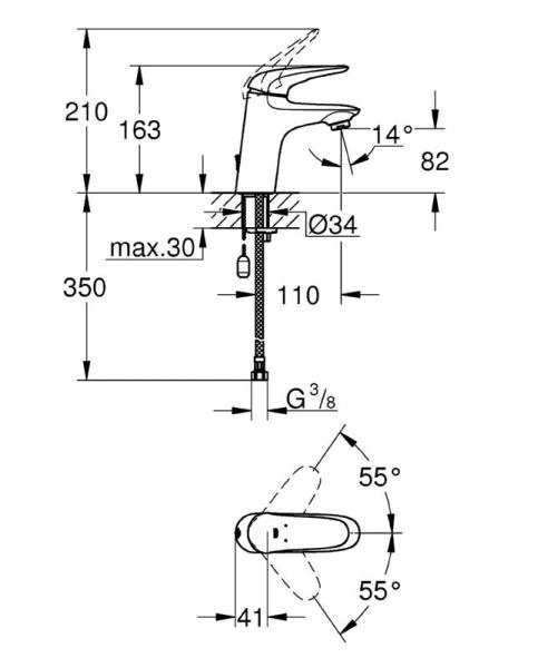 Смеситель Grohe Eurostyle 2015 Solid 23713003 для раковины с цепочкой,S-Size