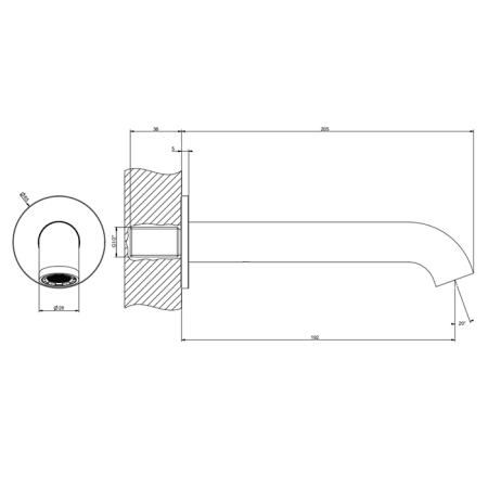 Gessi Origini Настенный излив с длиной под заказ., цвет: Black Metal Brushed PVD