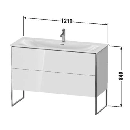 Duravit XSquare База напольная 121x47.8x84см с раковиной, 2 яшика, цвет: глянцевый белый