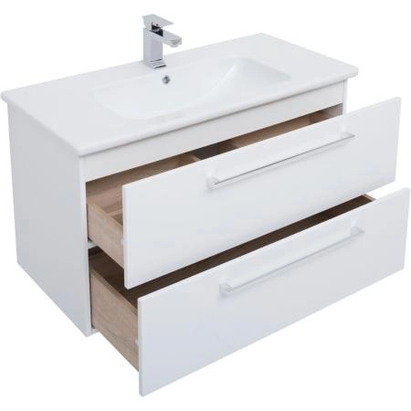 Тумба Dreja GIO 100 см под умывальник белый глянец, подвесная