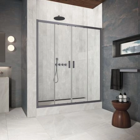 Душевая дверь Vegas-glass Z2P Protec 170 06 01, профиль GunMetal, стекло прозрачное
