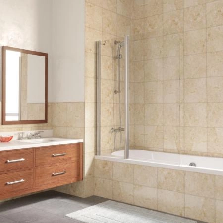 Шторка на ванную Vegas-glass E2V LUX ST 125 08 01 L, профиль глянцевый хром, стекло прозрачное