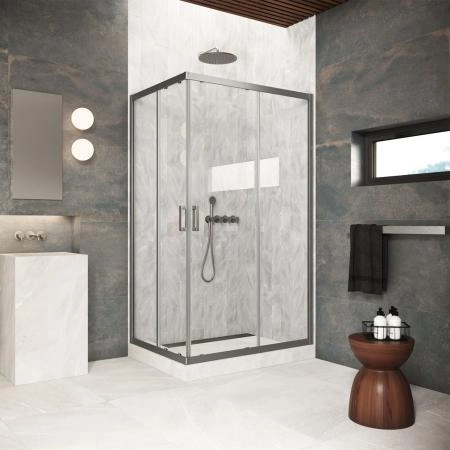 Душевой уголок Vegas-glass ZA-F Protec 100*70 11 01  профиль оружейная сталь  стекло прозрачное