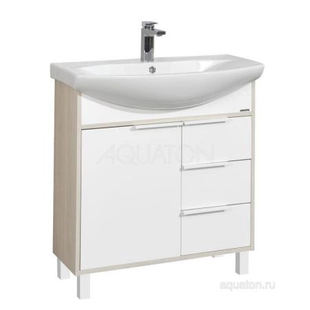 Тумба под раковину Aquaton Рико 1A215401RIB90 80 с ящиком белый,ясень фабрик