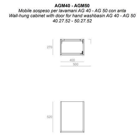 SIMAS AGILE Тумба подвесная 50x27xh51 см, для раковины AG50, 1 дверца, цвет: белый матовый / barrique