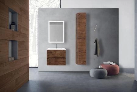 Тумба под раковину Vincea Mia 600 подвесная, 2 выкатных ящика soft close, R.Wood