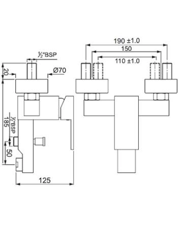 Смеситель для ванны Jaquar Kubix-F KUB-CHR-35119F хром
