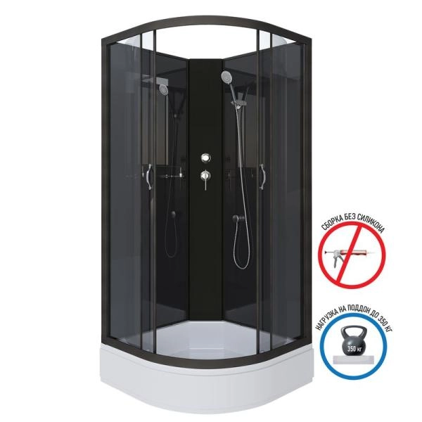 Душевая кабина Niagara NG-6501-14BK 900х900х2000 средний поддон 26см стекло тонированное алюм черный