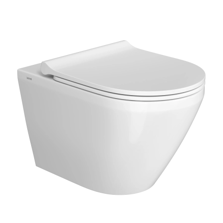 Инсталляция с унитазом VitrA Integra Round  9856B003-7205 комплект 4 в 1 с сиденьем микролифт безободковый цвет клавиши глянцевый хром