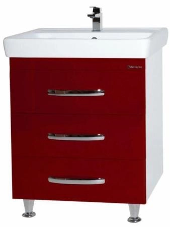 Тумба под раковину Bellezza Рокко 60 напольная с 3 ящ. (Тигода) красная