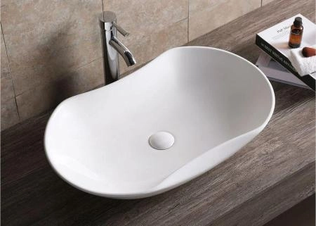 Раковина Cerutti SPA CR7031 накладная, белая, усеченный овал 670х415х125