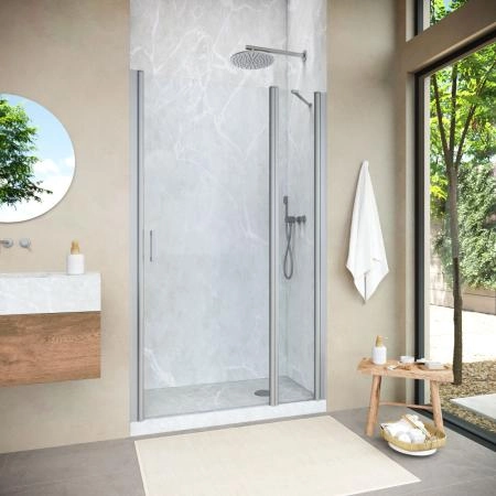Душевая дверь Vegas-glass EP-F-1 NOVO h2000 145 07 01 R, профиль матовый хром, стекло прозрачное