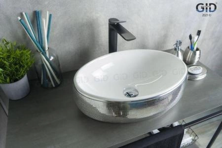 Раковина Gid Nc397 48x34 на столешницу белый/хром