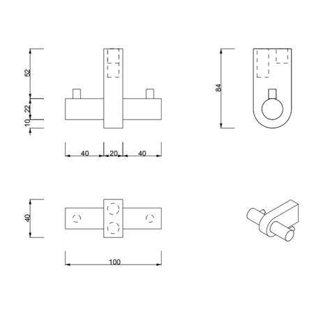Decor Walther Century HAK2 Крючок подвесной, двойной, цвет: золото матовое