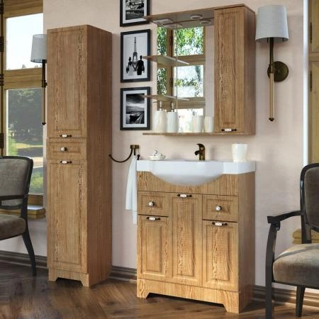 Тумба под умывальник Stella Polar Кармела 75, карпатская ель, Байкал 75