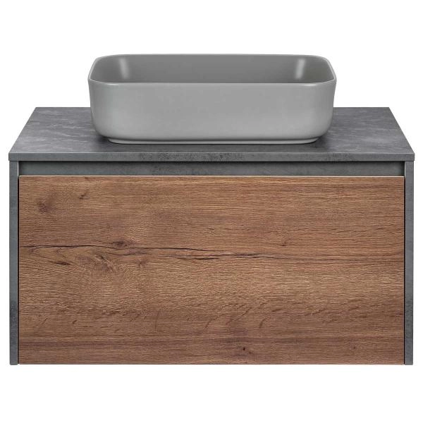 Тумба под раковину Vincea Mesa 800 подвесная, 1 выкатной/1 скрытый ящик soft close, T.Oak + Beton