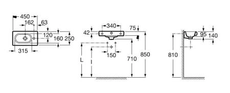 Раковина Roca Meridian-N Compact 327248000 450x250 мм, отверстие справа
