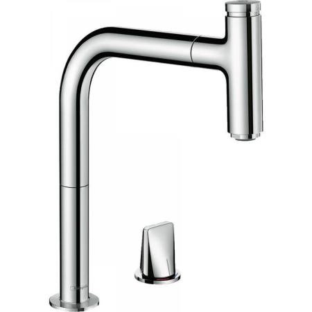 Hansgrohe 73804000 Metris Select M71 Смеситель для кухни 208 мм, на 2 отв., выдвижной излив, sBox, хром