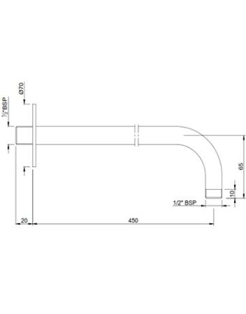 Кронштейн для верхнего душа Jaquar Shower-Pipe SHA-CHR-479L450 45 см хром