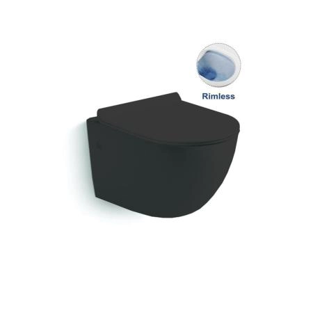 Унитаз подвесной Vincea Globo VT1-14SMB безободковый, цвет матовый черный, ультратонкое сиденье soft-close