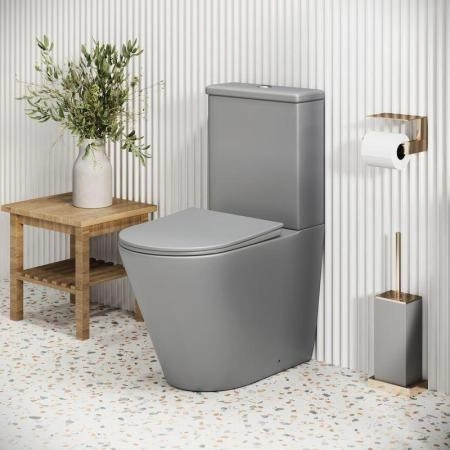Унитаз Grossman GR-4480GLMS Color (620*365*810) СВЕТЛО-СЕРЫЙ МАТОВЫЙ напольный Безободковыйс