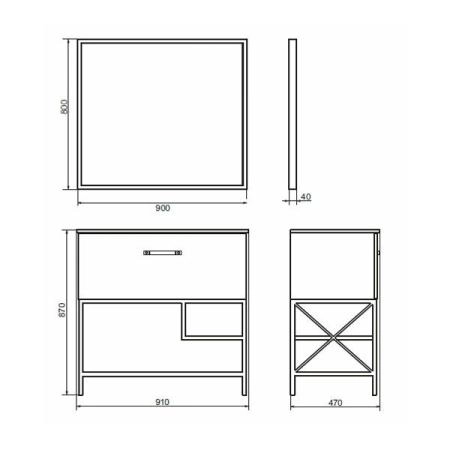 Зеркало Comforty Бредфорд-90 черный