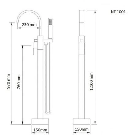 Смеситель напольный NT BAGNO NT1001 NERA C для ванны Хром