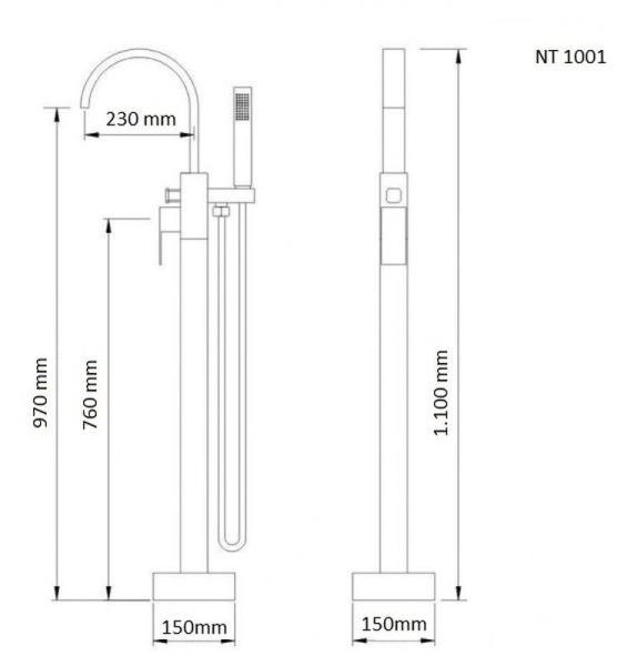 Смеситель напольный NT BAGNO NT1001 NERA C для ванны Хром