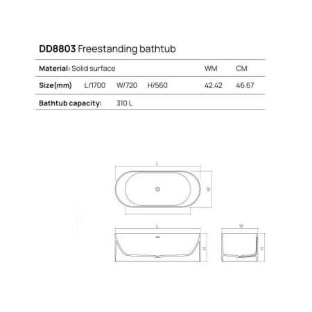 Dea Design Stripes Ванна 170х72х56см., отдельностоящая, Solid Surface, цвет: Black №16