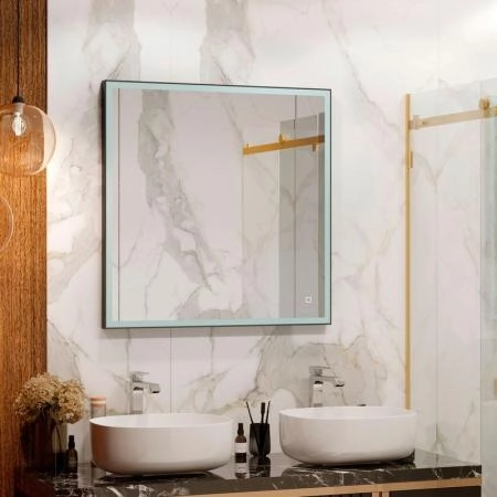 Зеркало Континент Solid Black standart 800x800 ЗЛП1608 с подсветкой