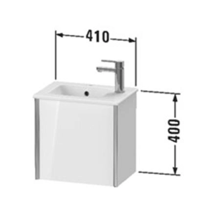 Duravit XViu Тумба подвесная 41x29x40см, с раковиной, 1 дверь, (петли слева), цвет: белый глянцевый/champagne matt