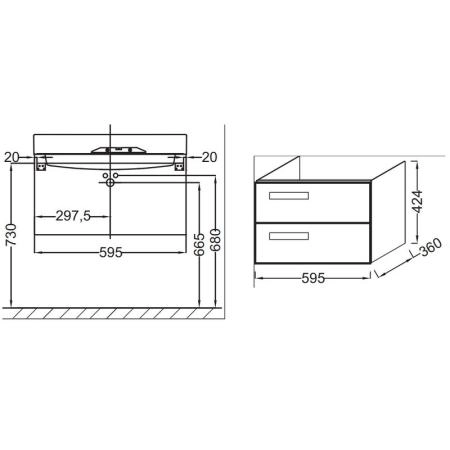 Тумба под раковину Jacob Delafon RYTHMIK EB1300-G1C 60 см цвет белый