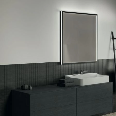 Ideal Standard Conca Квадратное зеркало 100х100см, диаметральная светодиодная подсветка, цвет: черный