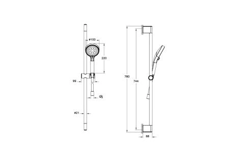 Душевая стойка VitrA Base Round A4590836EXP с ручным душем без смесителя матовая черная