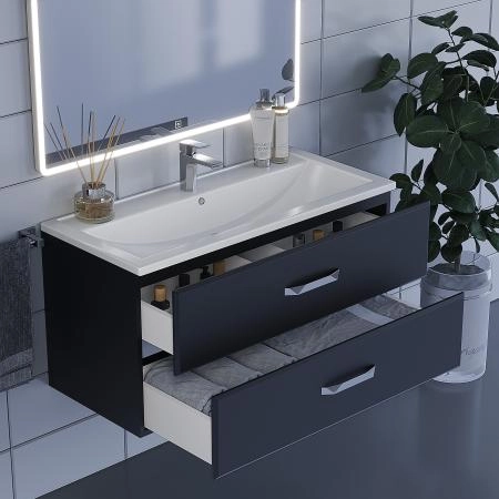 Тумба под раковину для ванной Uperwood Foster 100 см, подвесная, черная