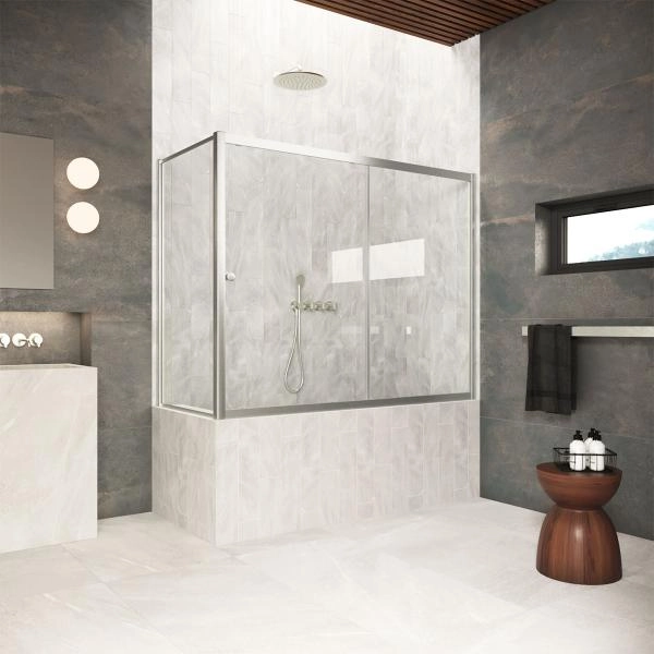 Душевая дверь Vegas-glass ZV+ZVF Protec 190*75 04 01  профиль никель  стекло прозрачное