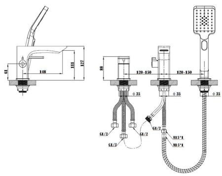 Смеситель для ванны ESKO Vela PB 355B черный