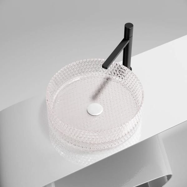 Умывальник чаша накладная круглая (цвет розовый) Cristal 360x360x112мм