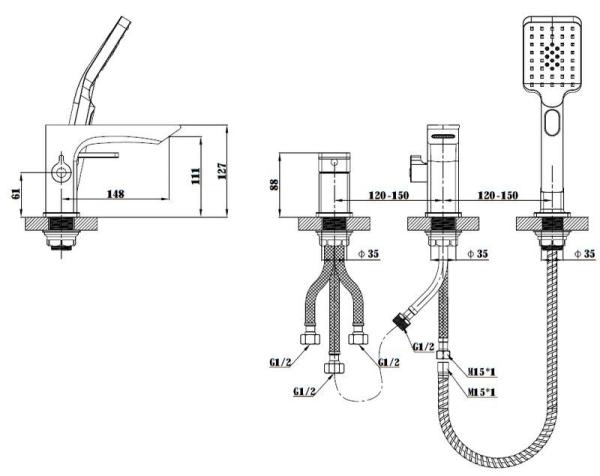 Смеситель для ванны ESKO Vela PB 355B черный