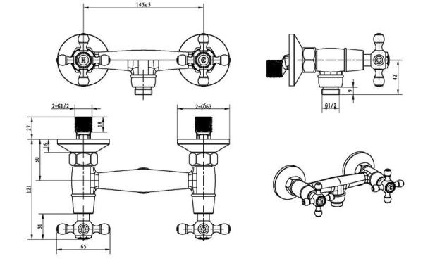 Смеситель для душа BohemeTRADIZIONALE CHROMO 274