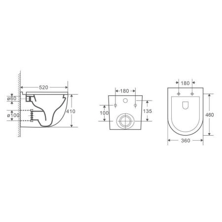 Унитаз Ceramalux 2198MB Black matt RIMLESS подвесной микролифт
