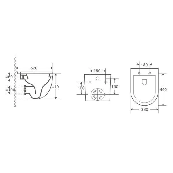 Унитаз Ceramalux 2198MB Black matt RIMLESS подвесной микролифт