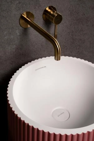 Раковина напольная Boheme рифленая Corian 480*480*850 LIGHT PINK (роза) 801-Torre-LP