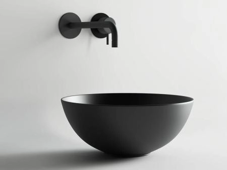 Умывальник чаша накладная круглая (цвет Черный Матовый) Element 358x358x155мм