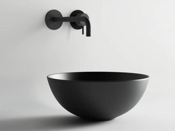 Умывальник чаша накладная круглая (цвет Черный Матовый) Element 358x358x155мм