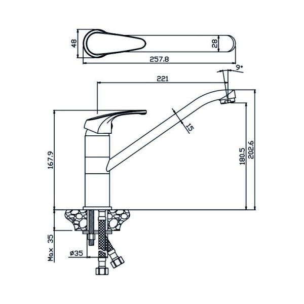 Смеситель OLIVES Avila 02430AV для кухни,хром