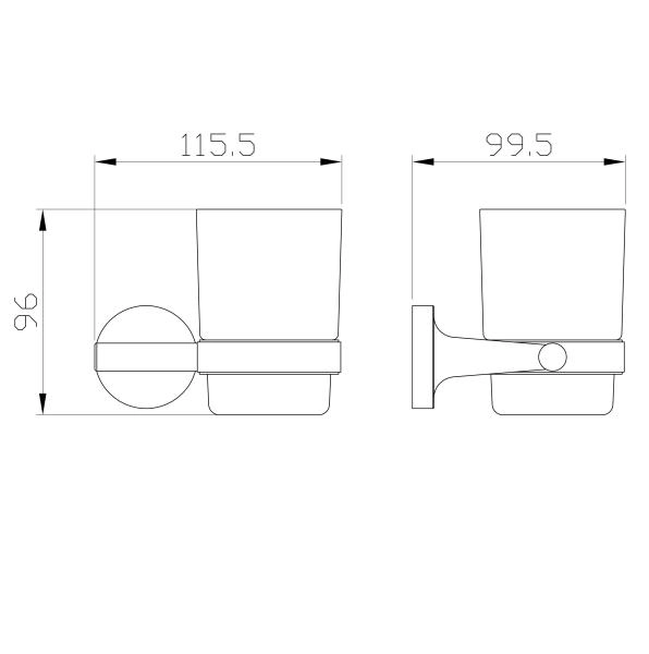 Стакан для зубных щеток с держателем WONZON & WOGHAND SIMPLE, Хром (WW-6521)