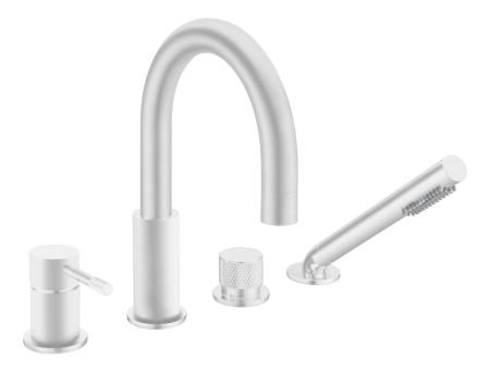 Смеситель врезной на борт ванны Boheme UNO Matt White 460-MW